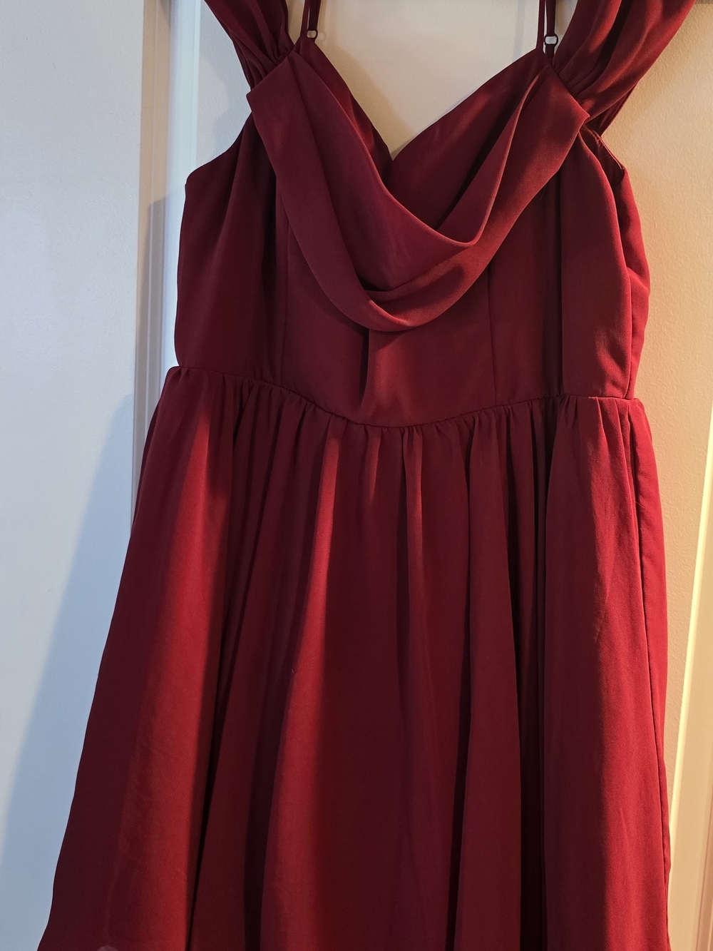 Cowl Neck Off The Shoulder Burgundy Party Dress